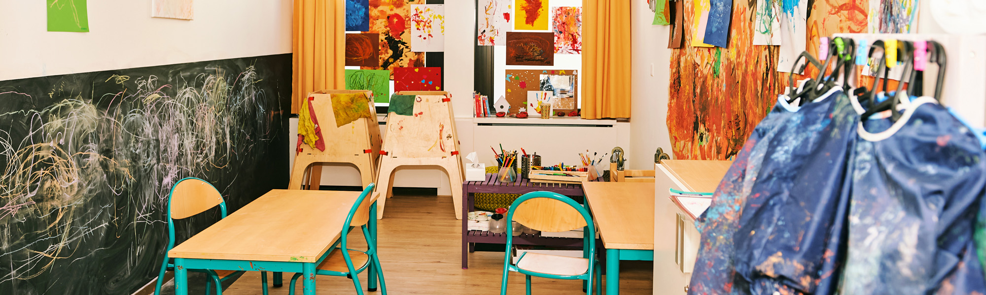 Art classroom in kindergarten or primary school