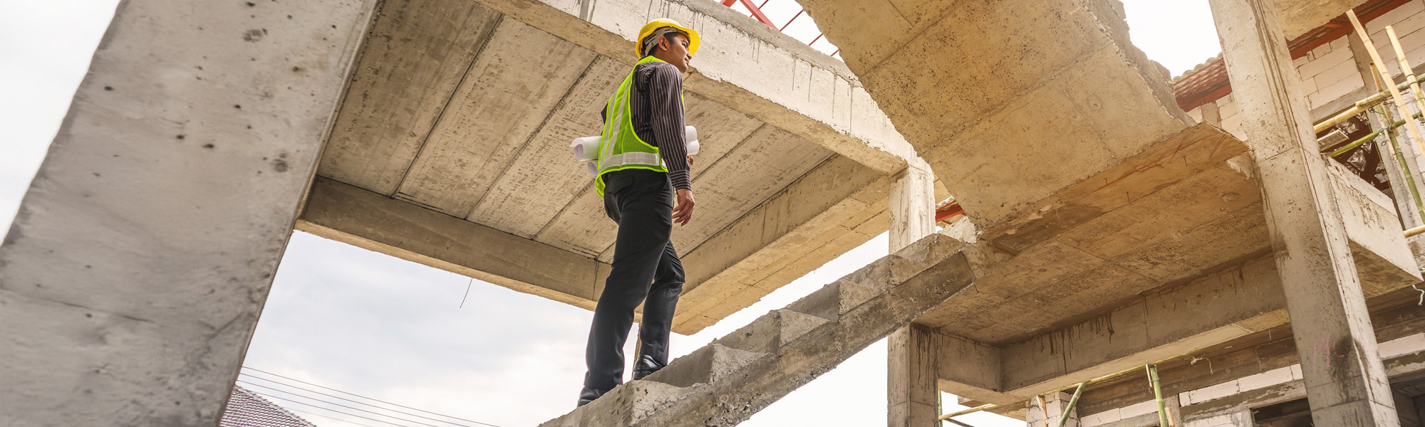 professional engineer worker at the house building construction site