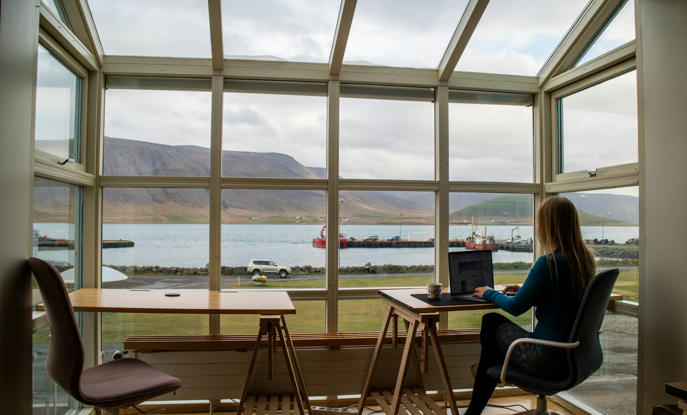 person working remotely