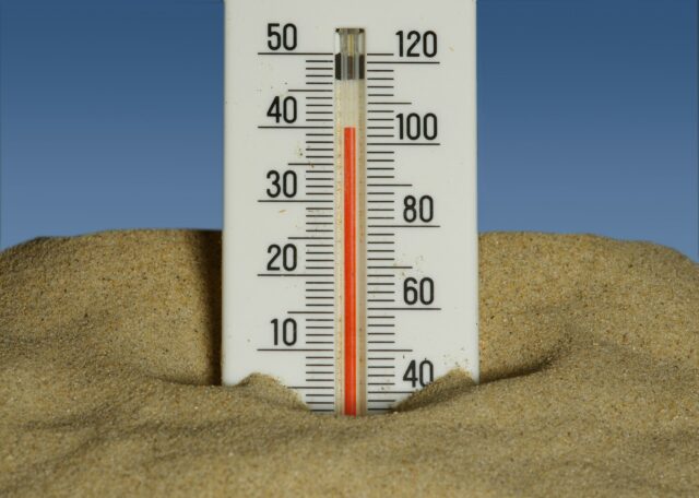 thermometer in sand